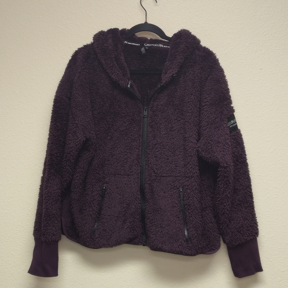 Calvin Klein Purple Fleece Hooded Jacket
